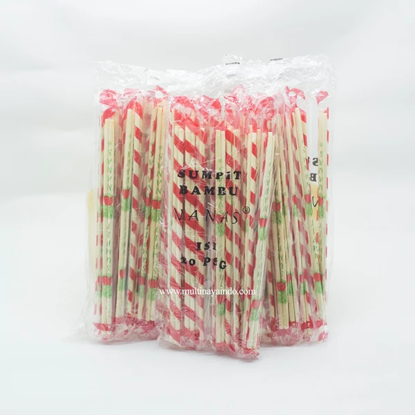 Sumpit Bambu Nanas Merah 100 pack